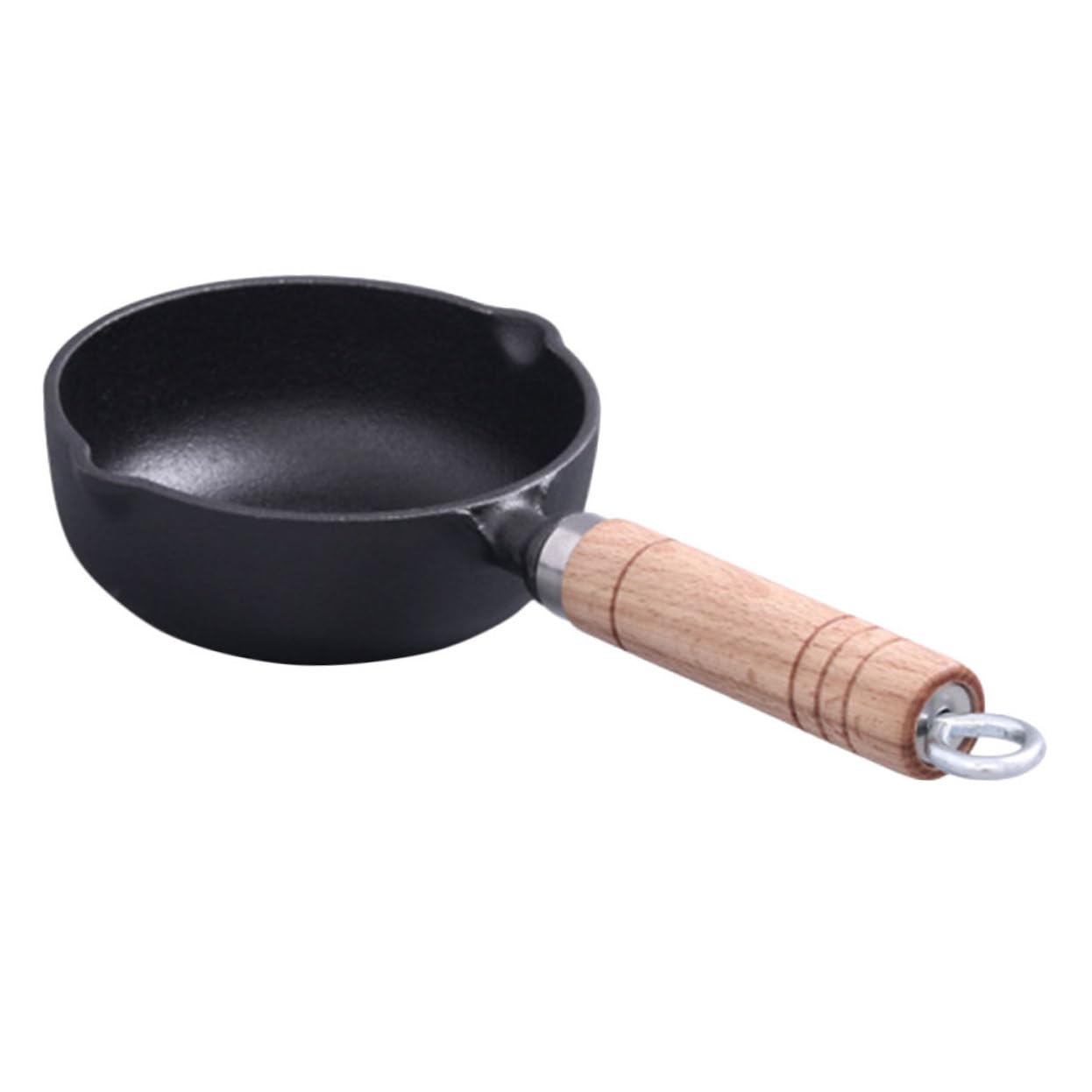 OKUMEYR Cast Iron Butter Melting Pot Kitchen Sauce Pan for Oil Cheese and More for Baking Cooking and Flavor Enhancement with Wooden Handle