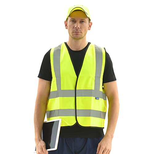 AYKRM Hi viz Vests Yellow Reflective Vest High Visibility hi viz vis Executive Waistcoat