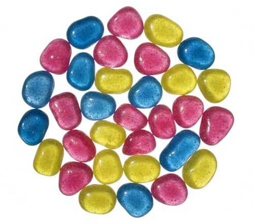 Ameisenkeks® 24er Set Leuchtsteine – Hochwertige Kunststoff-Meteoriten, fluoreszierend – Selbstleuchtende Dekosteine für Garten, Aquarium & Vase – Bunt bei Tag, Leuchtend bei Nacht, ca. 2 x 2 cm