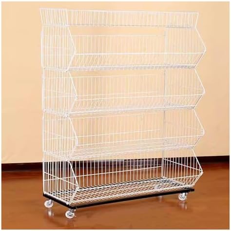 Heavy-Duty Snack Organizer Cart with Wheels - Removable Metal Snack Stand for Office & Store, Mobile Shelving Solution for Easy Access and Storage