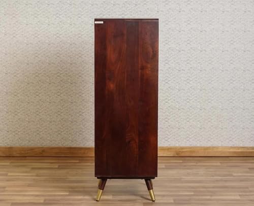 Image of Chest of Drawers | Multipurpose Console Dresser with 5-Compartment Storage Cabinet with Modern Design for Bedroom, Living Room & Office | Solid Sheesham Wood, Walnut Finish (Steven)