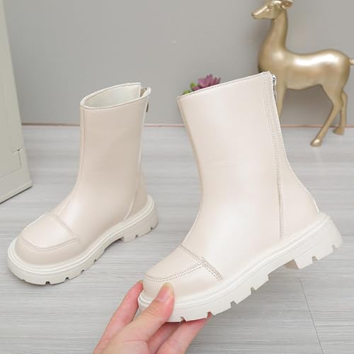 Girl Mid Calf Length Riding Boot Classic Plain Back Zipper Shoe Faux Leather Casual Trendy Shoes Anti-slip Boots4