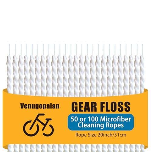 Gear Floss Microfiber Cleaning Rope Narrow Gap Cleaner for Bicycle Motorcycle Chain Bike Hubs Brakes Cassette 3D Printer Lead Screw & Hard-to-Reach Parts Washable Dirt Removal Tool (50)