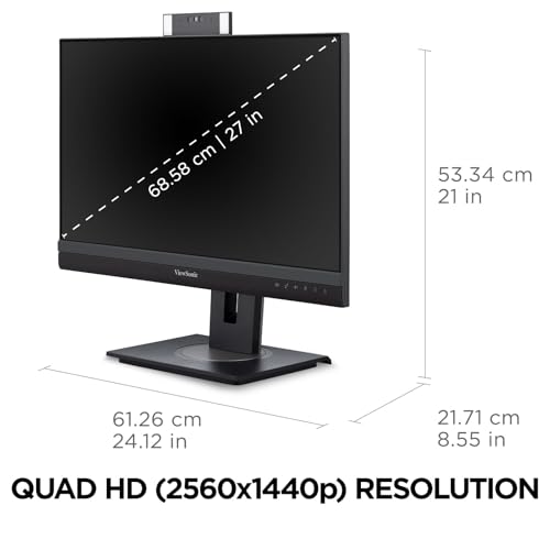 Image of ViewSonic VG2757V-2K 27 Inch 1440p Video Conferencing Docking Monitor with Windows Hello Compatible IR Webcam, Advanced Ergonomics, and 90W USB C for Home and Office