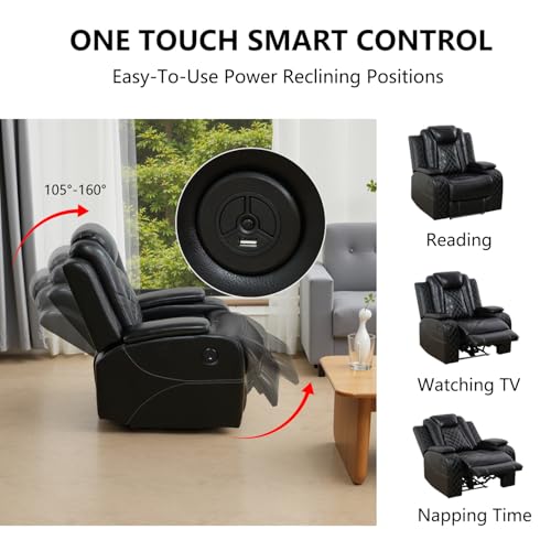 Sillón reclinable negro de cuero artificial con LED miniatura 4