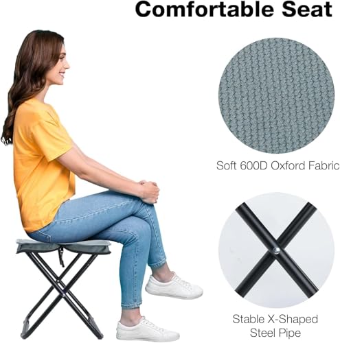 Image of Foldable Back packing Stool with Integrated Storage Bag | Multi-Purpose Travel Chair for Outdoor Events | Water proof Folding Seat for Fishing & Camping | Stable & Comfortable Portable Furniture (K2)
