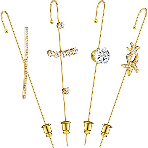 4 Pieces Ear Cuff Wrap Crawler Hook Earrings Climber Earrings for Women Shinny Cubic Zirconia Rhinestone Piercing Earrings for Women Girls Valentine Birthday Party Decor