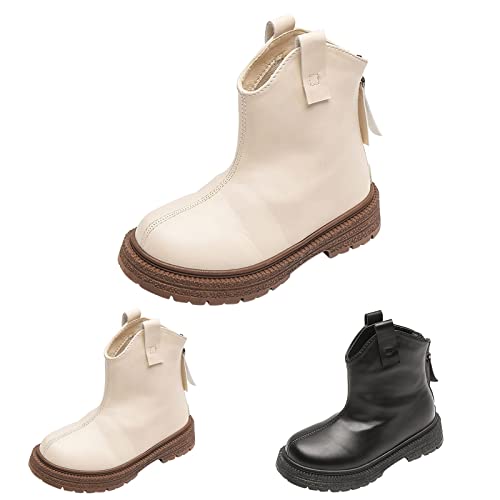 Fashion Autumn And Winter Girls Boots Thick Bottom Flat Bottom Non Slip Solid Color Simple Back Zipper Big Kid3