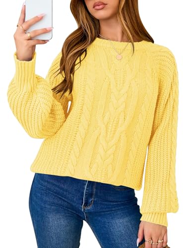 LOMON Oversized Sweaters for Women Long Sleeve Chunky Cable Knit Casual Crew Neck Pullover Sweater S-XXL2