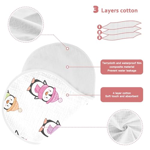 Burbuja Penguins Muslin Baby Burp Cloths, Soft & Absorbent Cotton Burping Rags for Newborn Boys & Girls, 4 Pack3