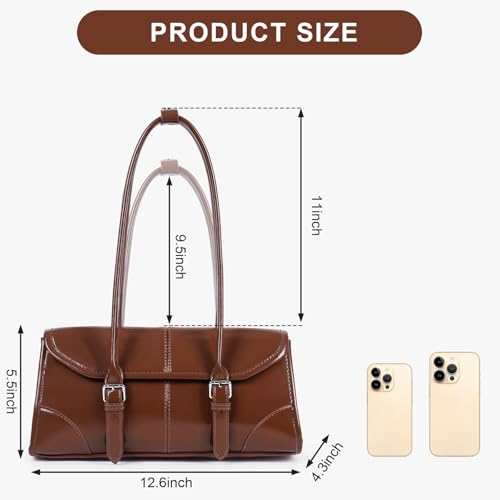 Image of YFGBCX Faux Leather Tote Bag for Women Burgundy Purses Small Shoulder Bag Wine Colored Purse Y2k Red Handbag Purse