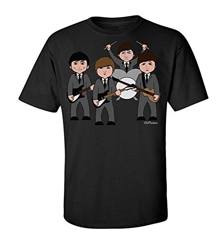 VIPwees, The Fabolous Foursome, Mens Musician Caricature Organic Cotton T-Shirt - Les Beatles, Paul McCartney, John Lennon, RIngo Starr, George Harrison VIPwees, The Fabolous Foursome, Mens Musician Caricature Organic Cotton T-Shirt