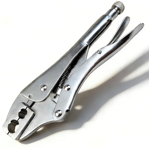 V-Grip Type Hose Crimper Tool 2 Opening 2 Dies for 1/4 In And 3/16 In Hose Hose Ferrule Crimping Tool Hose Fitting Crimper Air Hose Repair Kit for Torch Hose/Air Hose Etc