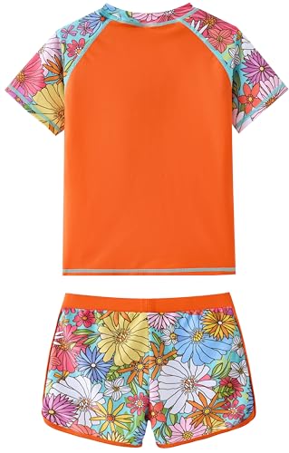 Image of UMELOK Girls Rash Guard Swimsuit Short Sleeve Bathing Suit Rashguard Sets