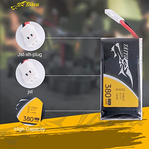 Tattu 6Pcs 3.7V 380Mah 1S Lipo Battery With Molex Plug #TOP2