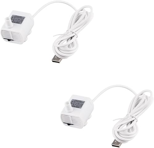 Driew Bomba de agua USB de 3 W CC 3.5-8 V con cable de alimentación, paquete de 2 mini sumergibles, sin escobillas, impermeable (bomba de agua USB