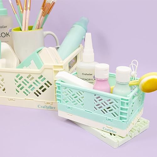 Image of Craftelier - Box for Organisation and Storage of Scrapbooking and Craft Materials | Foldable and Stackable Design | Large Size - Open Box Measures 24,5 x 18 x 10,8 cm - Colour White