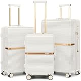 Joyway 3 Piece Luggage Set (20/24/28 Inch) – Lightweight ABS Hardshell Suitcases, Spinner Wheels, TSA Lock, Durable Travel Luggage (White)