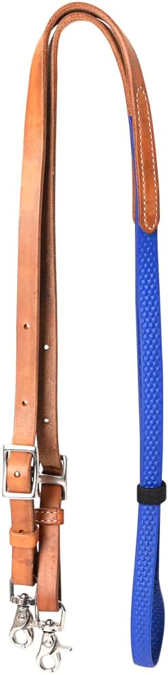 HILASON 8 Ft Horse Western Leather Rubber Grip Barrel Split Reins