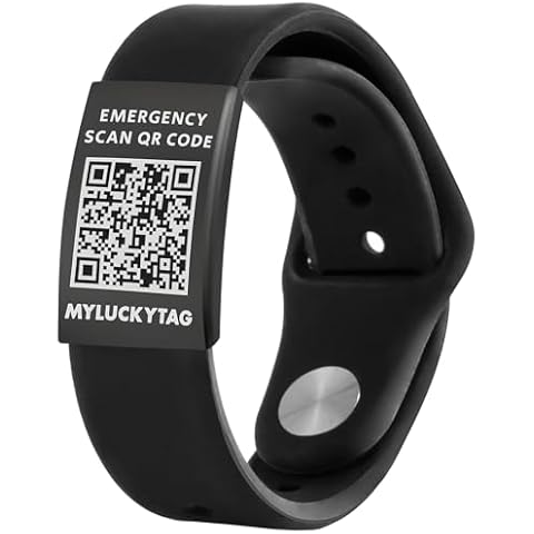MYLUCKYTAG QR Code Medical ID Bracelet - Emergency Alert Silicone Wristband, Free Online Profile, No Subscription, Waterproof, Fits 5-9 Inches Cover