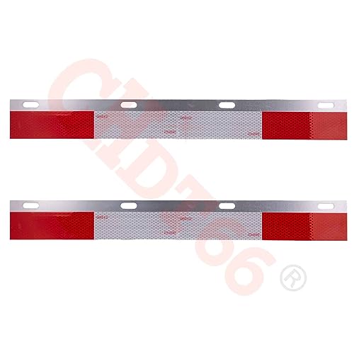 Image of Mud Flap Hangers for Semi Trucks All in One Kit - 30 inch Heavy Duty Spring Loaded, Bolt Spacing: 2.5 inch - Straight -Black w /Reflective Strips and All Hardware Kit (BK. w /Reflector)