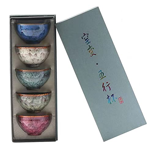 Miniatura 7 de Lxuwbd Juego De Té Chino De Cerámica Kung Fu, Taza De Té De Estilo Japonés, Juego De Té De Yerba Mate, Juego De 5 Tazas De Cerámica Mate, Taza De Té