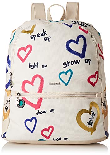 Desigual: Bag Natural Message Novara Women  Bolsos mochila Mujer  Blanco  Crudo   12x35.3x28.7
