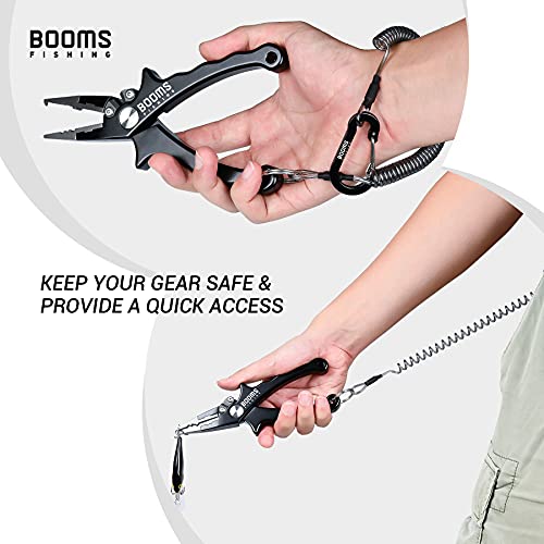 Booms Fishing T04 Fishing Lanyards Fishing Tool/Pole Safety Coil Lanyard Retractable Wire Inside Tup Cover