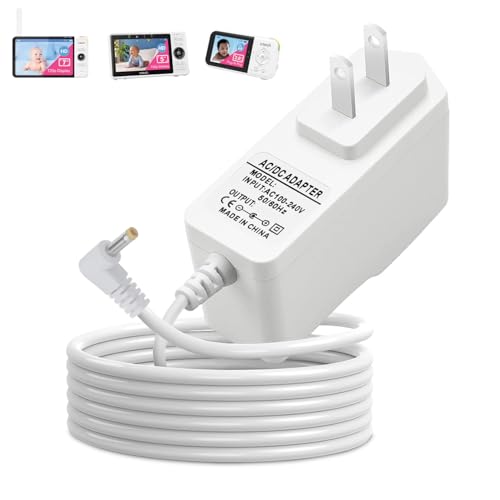 20FT Power Cord Charger for VTech VM901 VM919HD VM919-2HD VM819 VM819-2 PU Baby Monitor Unit 5V Extra Long Power Cable Replacement Round-Pin Power Adapter (NOT for Baby Unit Camera)