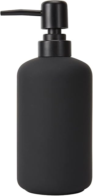 GREEHOMEDE Ceramic Hand Soap Dispenser, 300ml Liquid Soap Dispenser Bottle Ceramic Lotion Dispenser for Kitchen Bathroom Washroom, Black