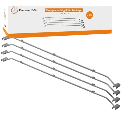 Preiswert&Gut 4x Flachplanenbügel Metall für Anhängerplanen verstellbar...