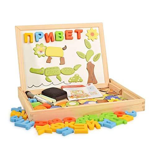Animal Magnetic Puzzle With Russian Alphabet - Multifunctional Wooden Drawing Board - Learning & Education Toys For Children Ages 3 And Up #TOP18