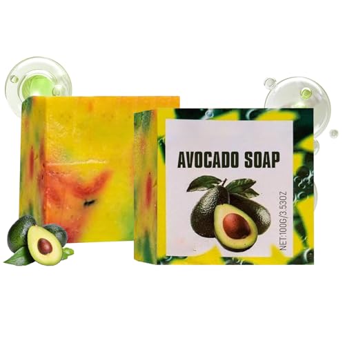Jabón de aguacate hecho a mano, barra corporal de aguacate hidratante, jabón de baño para la piel, frescura duradera y limpieza, piel lisa, para todos los tipos de piel (1 unidad)