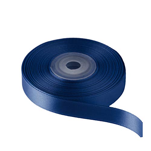 Image of Solid Color Double Faced Navy Blue Satin Ribbon 1 /2 inch X 25 Yards, Ribbons Perfect for Crafts, Wedding Decor, Bow Making, Sewing, Gift Package Wrapping and More
