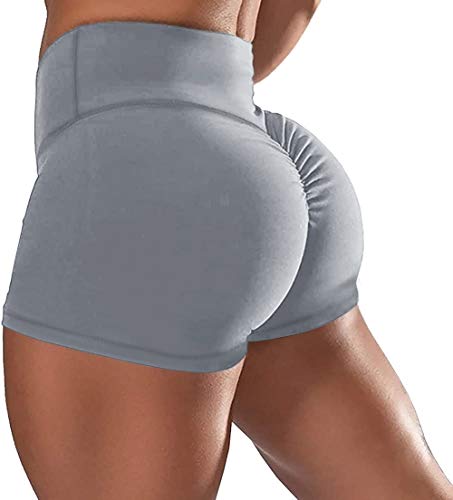 AIMILIA Women Gym Shorts Butt Lifting Ruched Yoga Booty Running Short Tummy Control Leggings High Waisted Pants