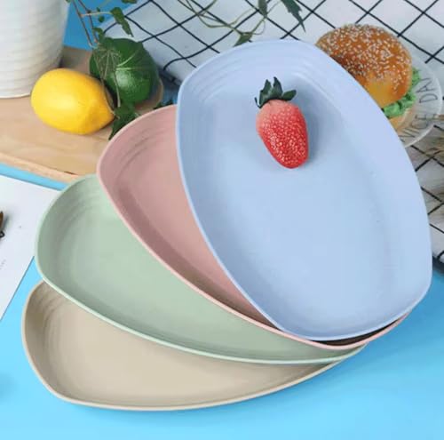 Image of Unbreakable Deep Dinner Plates, Microwavable & Dishwasher Safe for Kitchen, Wheat Straw Plates, Bpa Free Plates for Camping, Reusable Dinner Plate Set, Large Kitchen Dishes (Beige, Pack of 4)