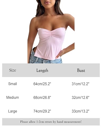 Women’s Y2K Pleated Bustier Strapless Sweetheart Bandeau Tube Crop Tank Summer Sleeveless Slit Going Out Crop Top3