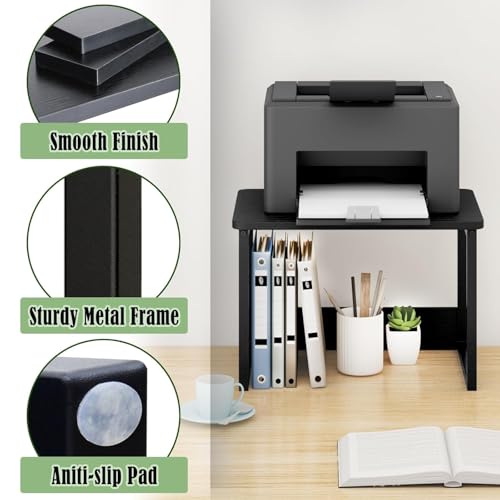Image of MTANK Heavy Duty Desktop Printer Stand with Storage - Multi-Purpose Shelf Organizer for Home Office, Under Desk Small Printer Table for Copier, Scanner & Fax Machine (Black)