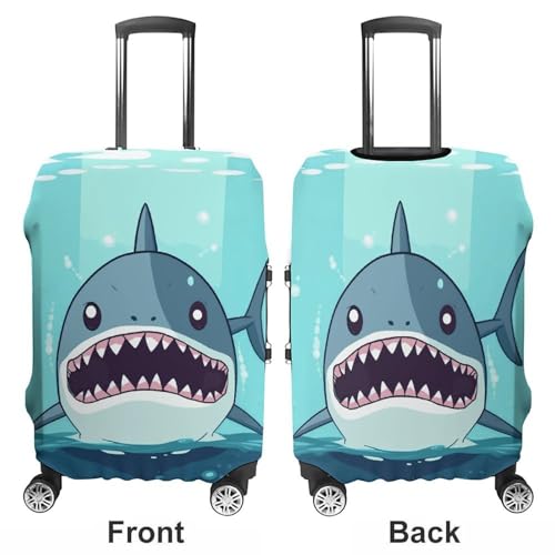 Cartoon Shark Floating in Water Printed Luggage Cover Protector, Fits 18-32 Inch Luggage3