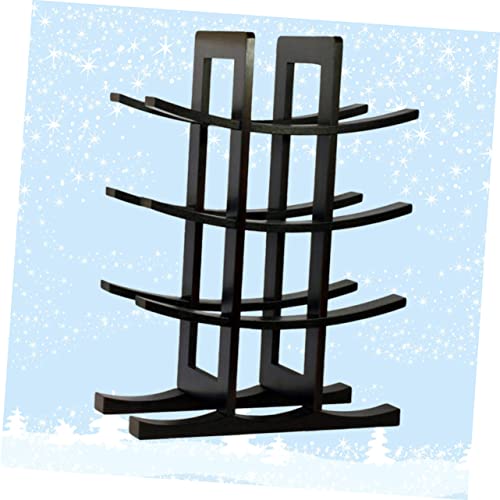 Soporte para botellas de vino de bambú negro miniatura 3