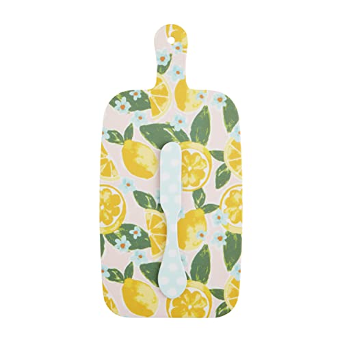 Mud Pie Lemon Melamine Board Set, Board 11 1/4" X 5 1/2" | Spreader 6" #TOP30