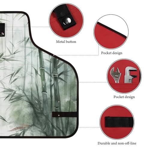 Delantal de trabajo RLDOBOFE unisex con bolsillo ajustable miniatura 3