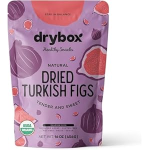 Drybox Organic Dried Turkish Figs No Sugar Added, 1 Pack Smyrna Fig Unsulfured Unsweetened Non-GMO – Natural Dried Fruit for Snacking, Charcuterie Board, Baking | Resealable 1 lb per Pack, Total 1 lb