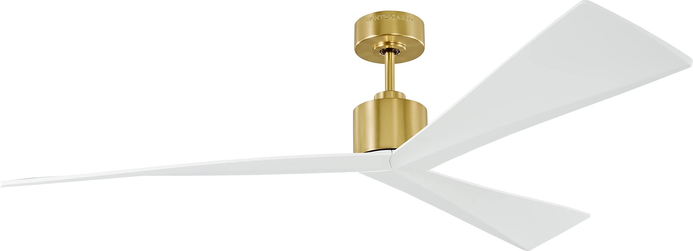 Monte Carlo 3ADR60BBS Adler 60" Indoor/Outdoor Damp Ceiling Fan with Remote, 3 ABS Blades, Burnished Brass