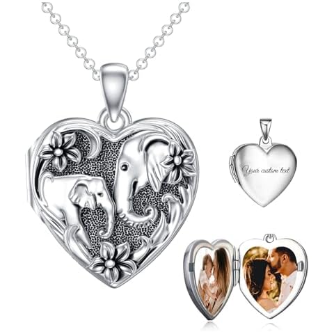 SOULMEET Personalized Elephant Family Photo Locket Cover