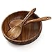 AOOSY Salatschüssel und Salatbesteck-Set, Akazienholz, 24,9 cm, Holz-Salatschüssel mit Holz-Servierlöffel-Set, Salat, Rührgabel und Löffel,bowl schüssel Küchenutensilien-Set