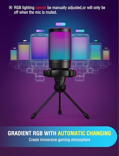 image for FIFINE Gaming USB Microphone for PC PS5, Condenser Mic with Quick Mute