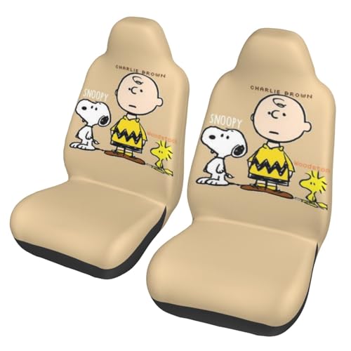 スヌーピー カーシートカバー フロント 前席用 軽/普通車 背面フルカバー ずれにくい 取付簡単 丸洗い 2枚セット おしゃれ プレゼント