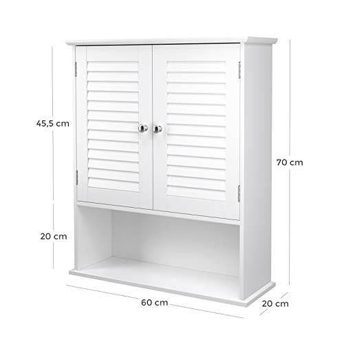 VASAGLE Wandkast, hangkast, badkamerkast, wandmontage, medicijnkastje met in hoogte verstelbaar plank, badkamerkast… - Image 8