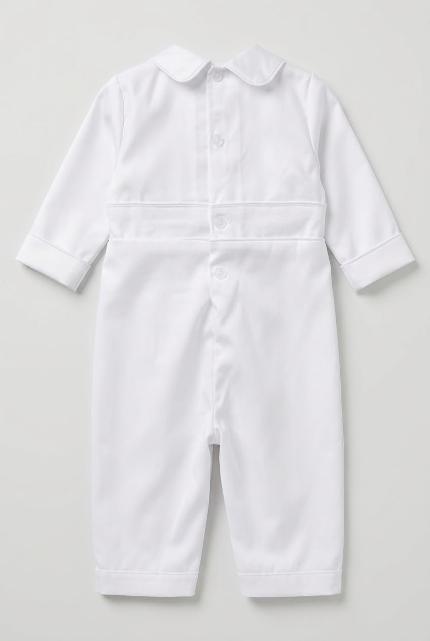 SIRRI Completo da Battesimo Bianco per Neonato, Composto da Tutina, Cappellino e Gilet Testurizzato.